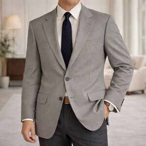 Vintage Hart Schaffner Marx Blazer Gray Micro Check Wool Sport Coat 40R Classic